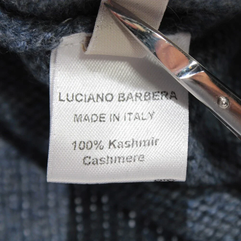 Luciano Barbera NWT Collared Knit Sweater Size 52 (US L) in Blue 100% Cashmere